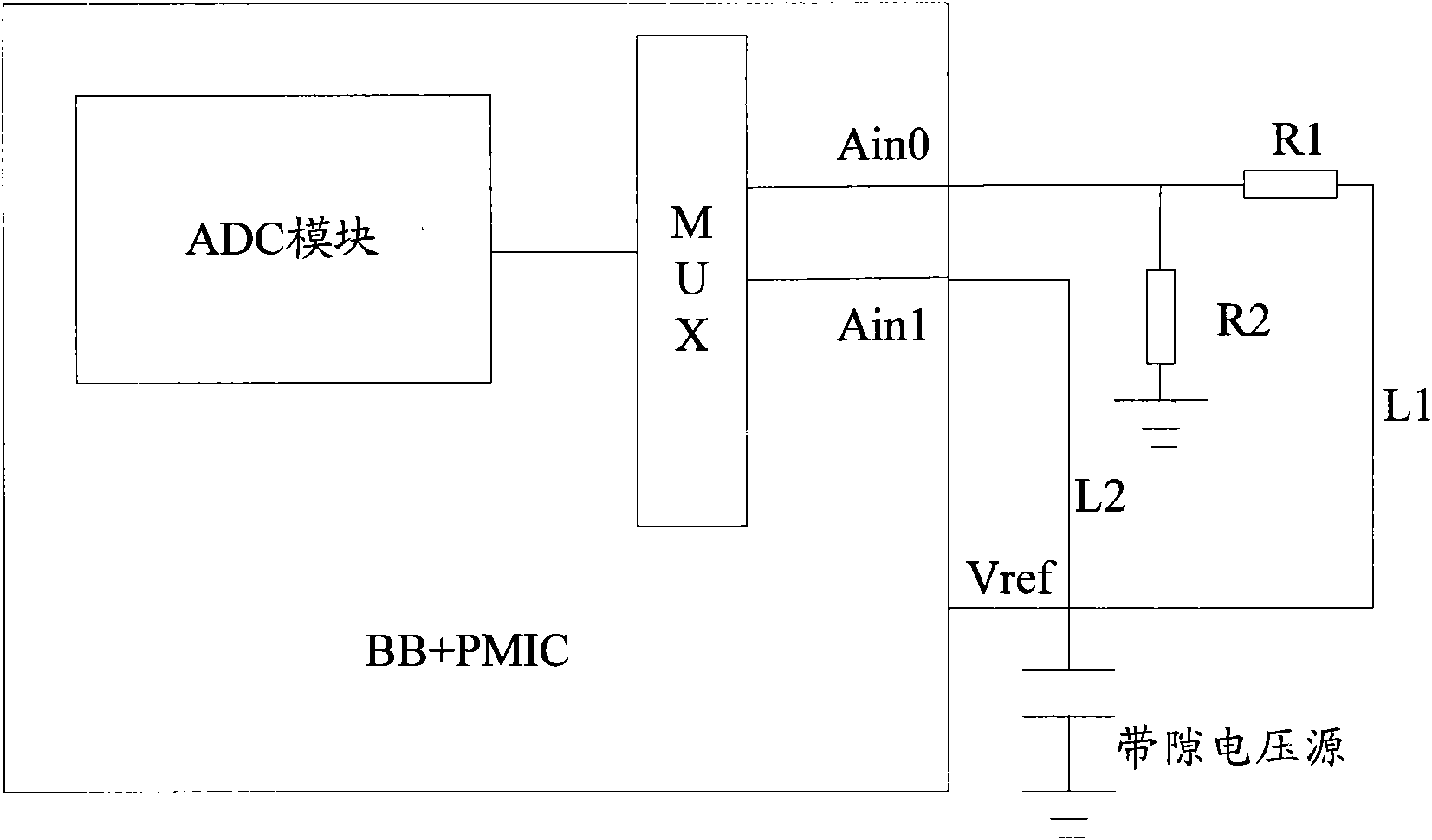 Mobile terminal and calibrating device for analog-to-digital converter (ADC) module thereof