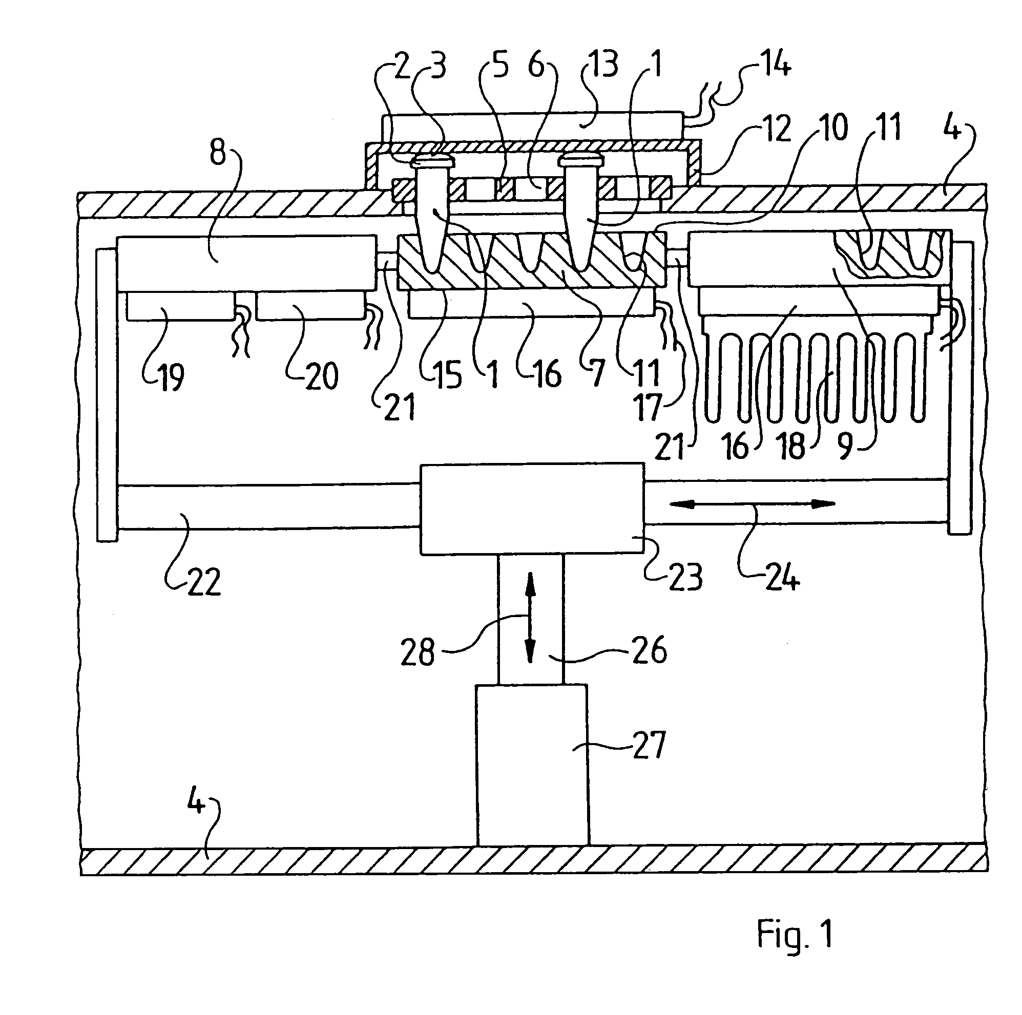 Thermostated block with heat-regulating devices