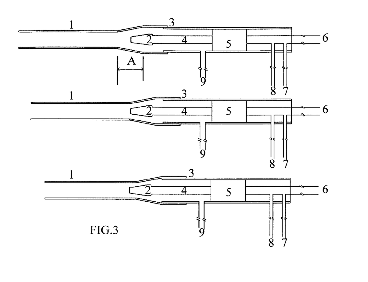 Atomizing nozzle device, atomizing process and use