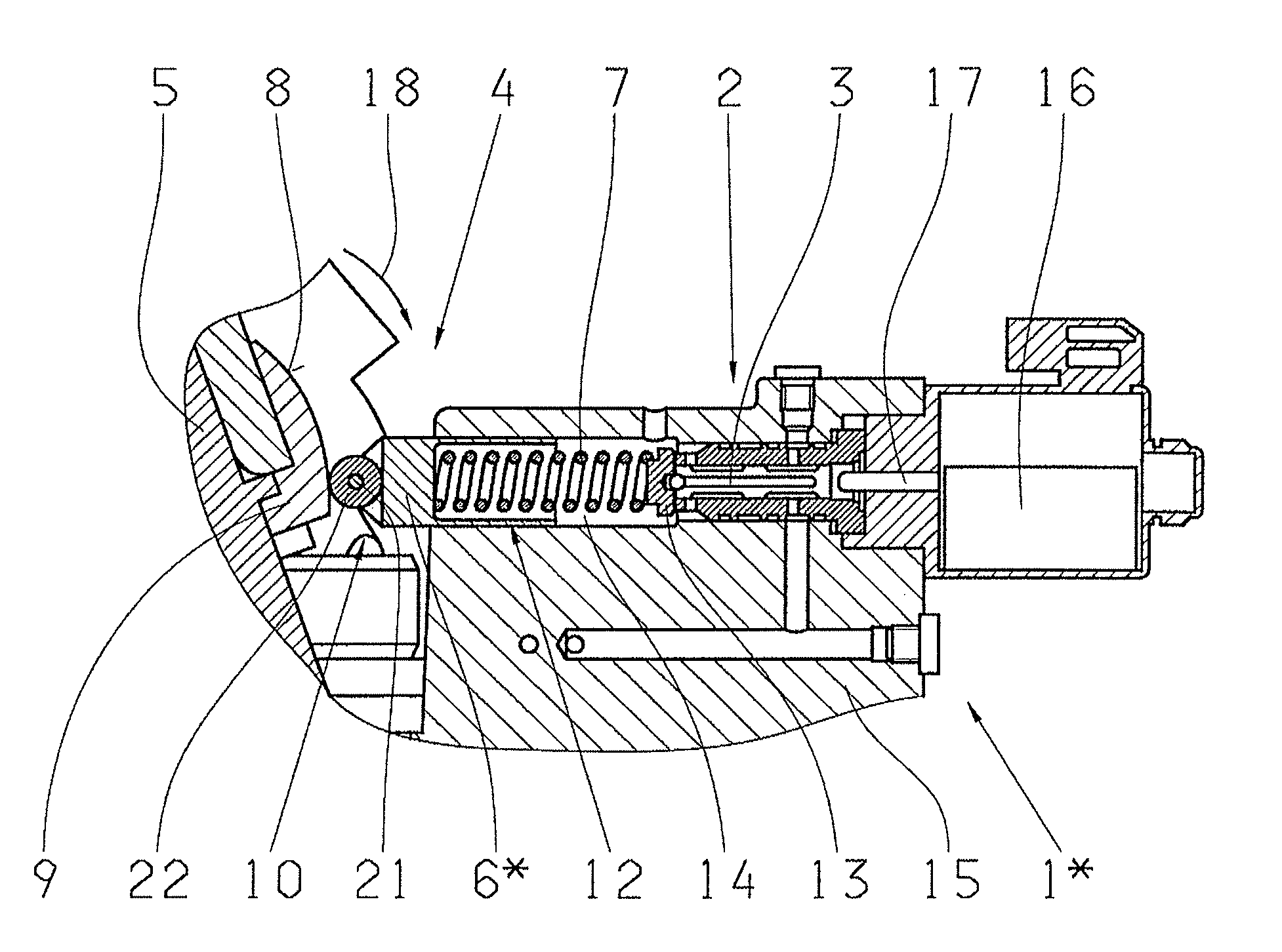 Adjusting device of a hydrostatic module