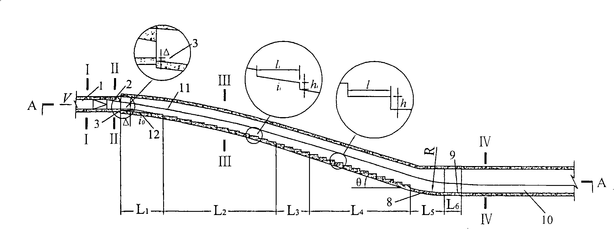 Aeration type curve ladder energy dissipater in flood discharge hole