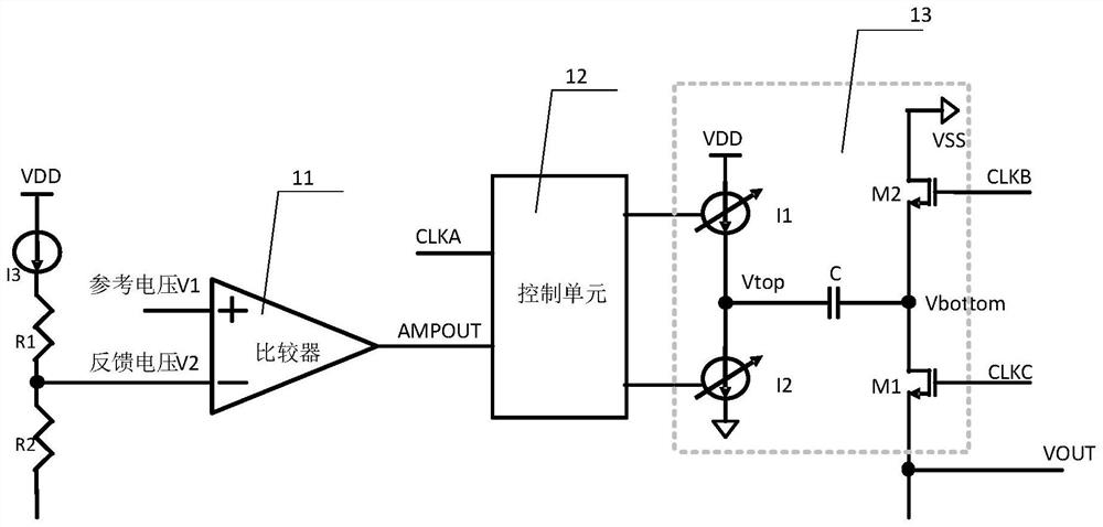 Negative boost circuit in chip and charging and discharging method thereof