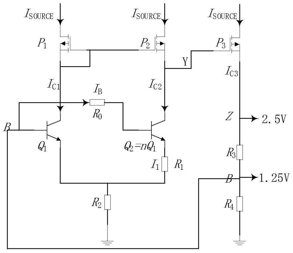 Band-gap reference circuit with pre-voltage stabilization and base current elimination