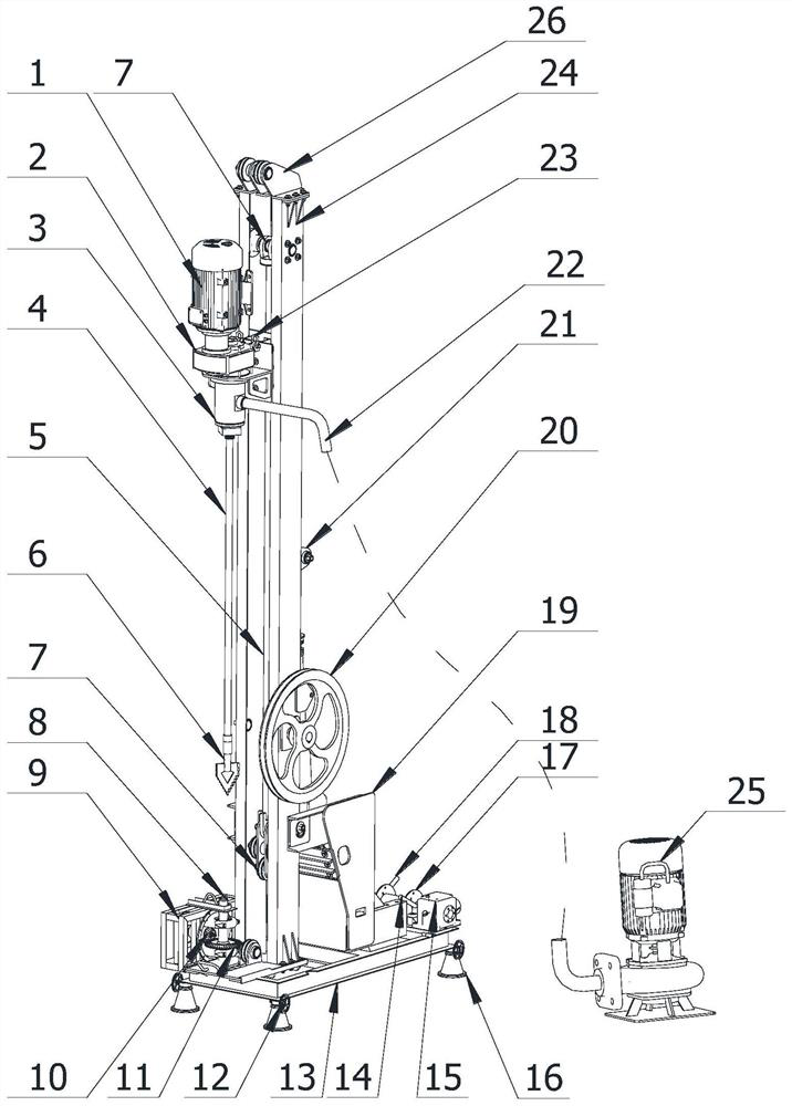 Portable detachable ultrasonic vibration drilling machine and drilling method