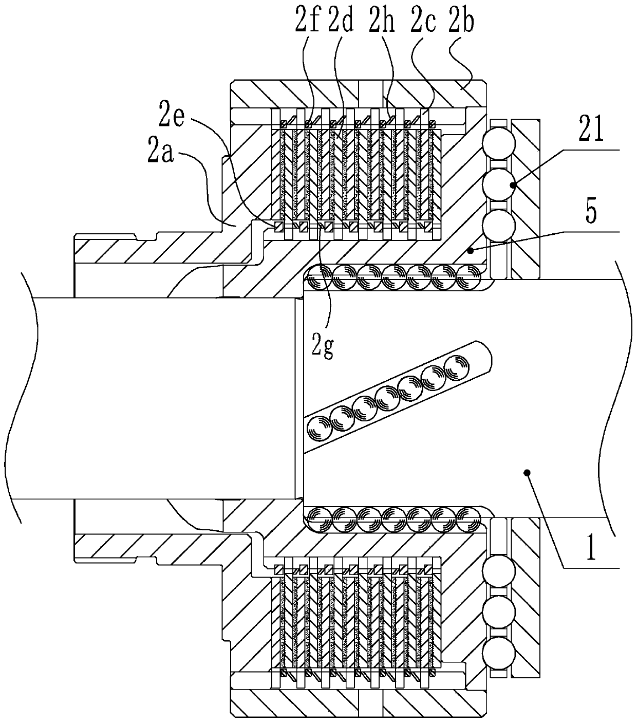 Self-adaptive multi-disc sequenced large torque friction clutch