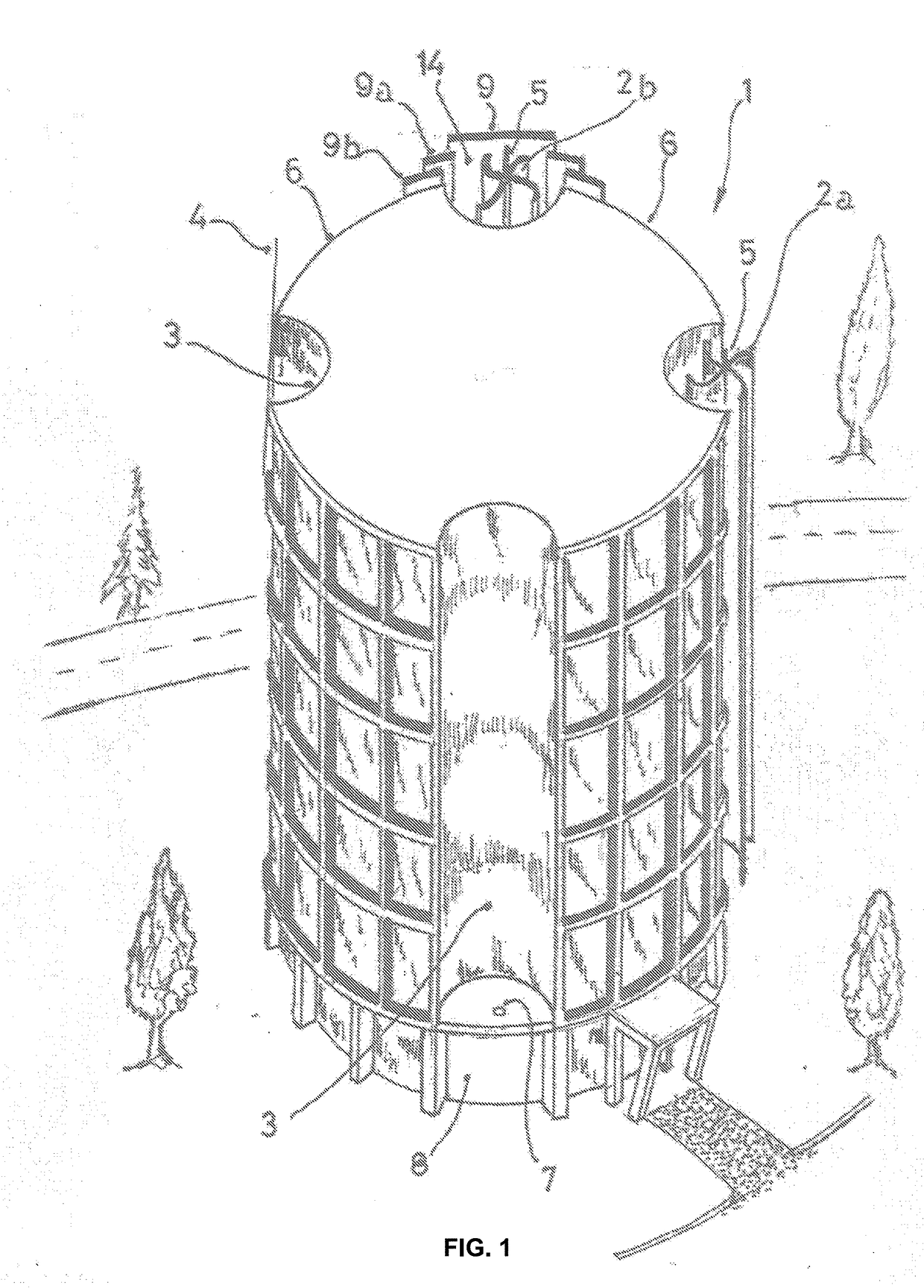 Windmill generator associated with a construction