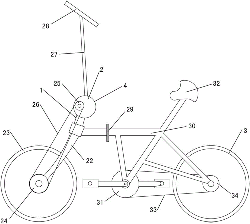 A kind of fitness bicycle with upper limb driving device