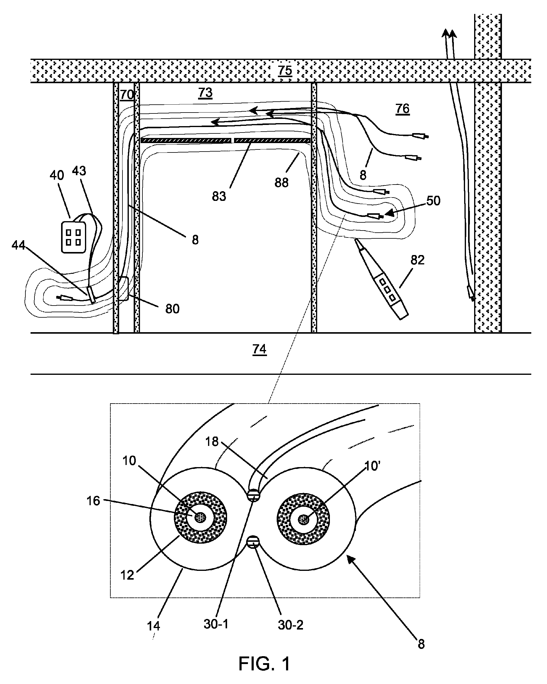Electrically traceable and identifiable fiber optic cables and connectors