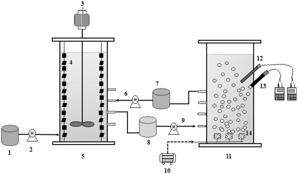 Device and method for combination of short-cut denitrification phosphorus removal and anaerobic ammonia oxidation