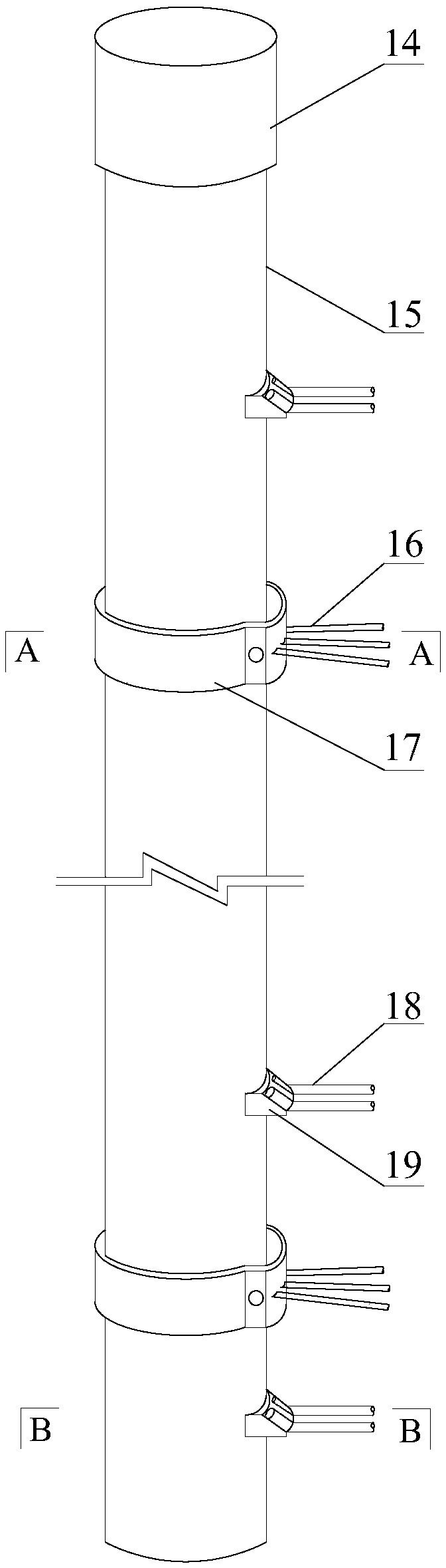 A mine multi-purpose vertical shaft pipeline material conveying system