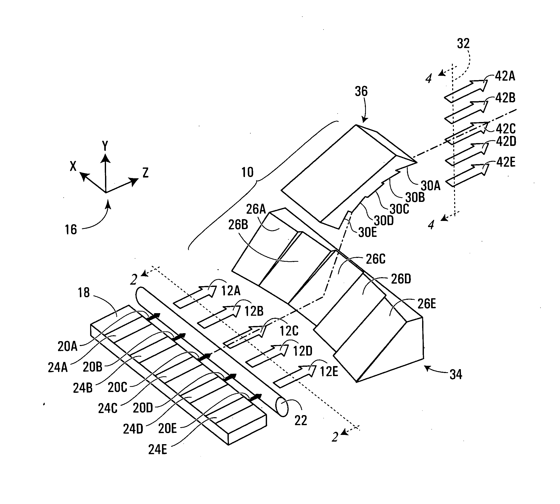 Apparatus for reshaping an optical beam bundle