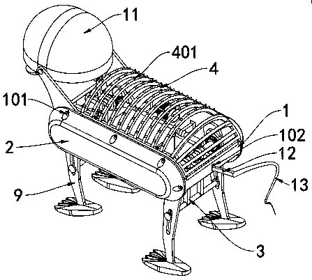 Four-foot moving lion dancing robot device