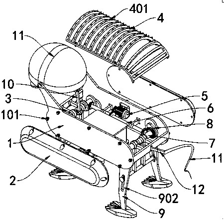 Four-foot moving lion dancing robot device