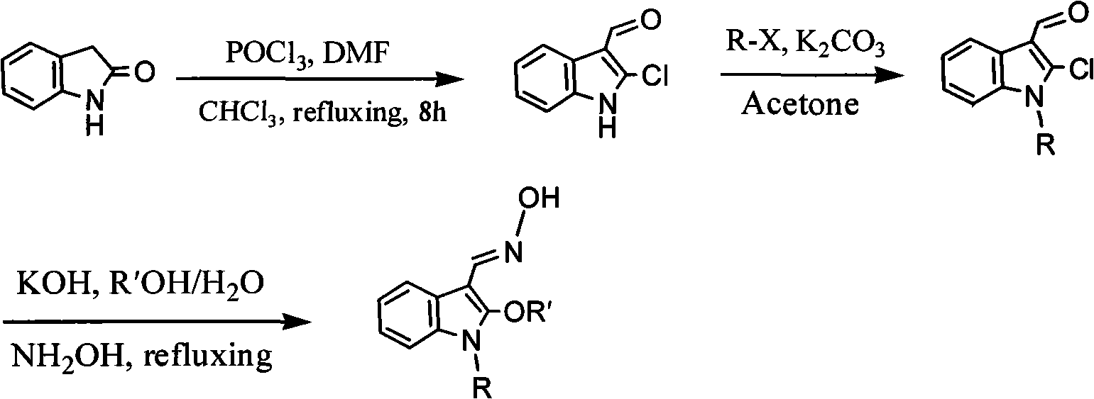 Method for synthesizing 1-alkyl-2-alkoxyl-3-indole aldoxime derivant