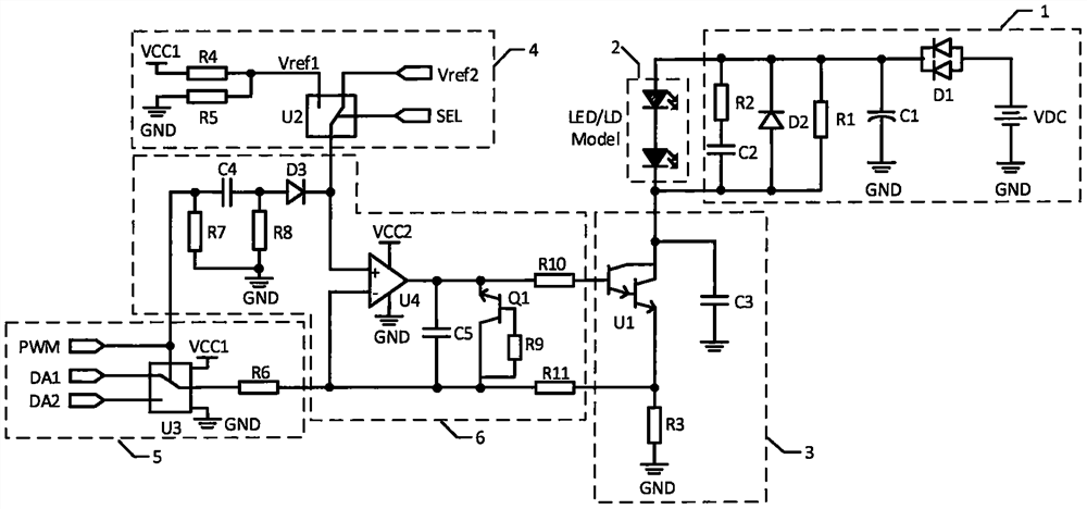 Current-adjustable and PWM flicker controlled constant-current driving circuit and control method
