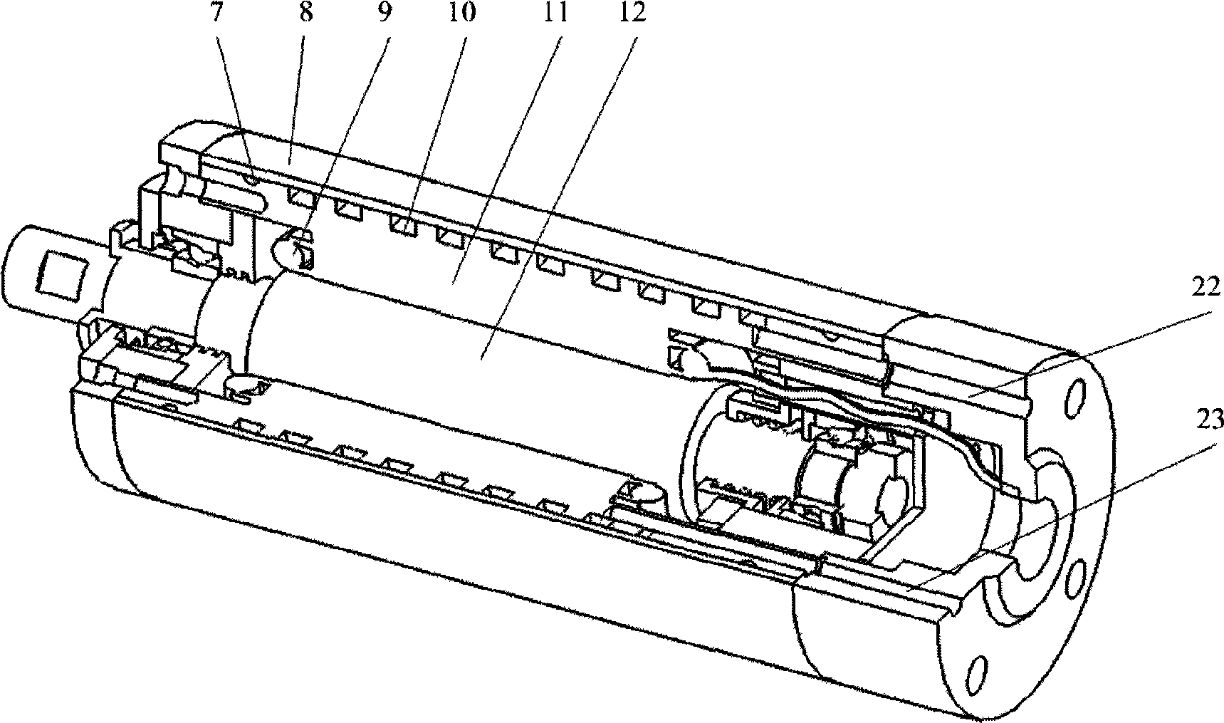 Electric principal shaft with composite stator structure