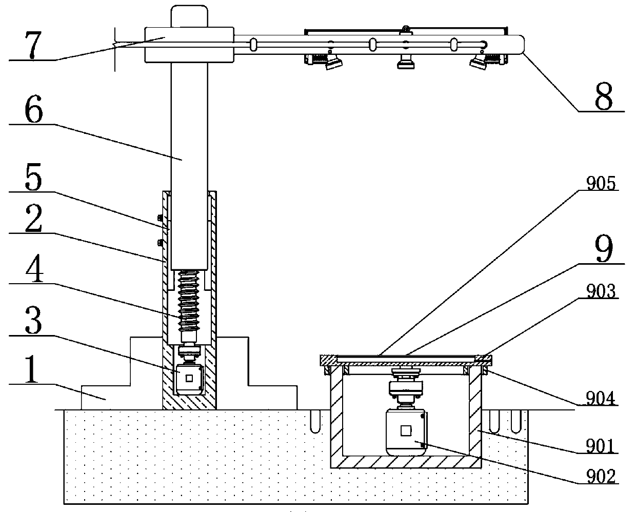 Spray quenching device with rotating effect and using method thereof