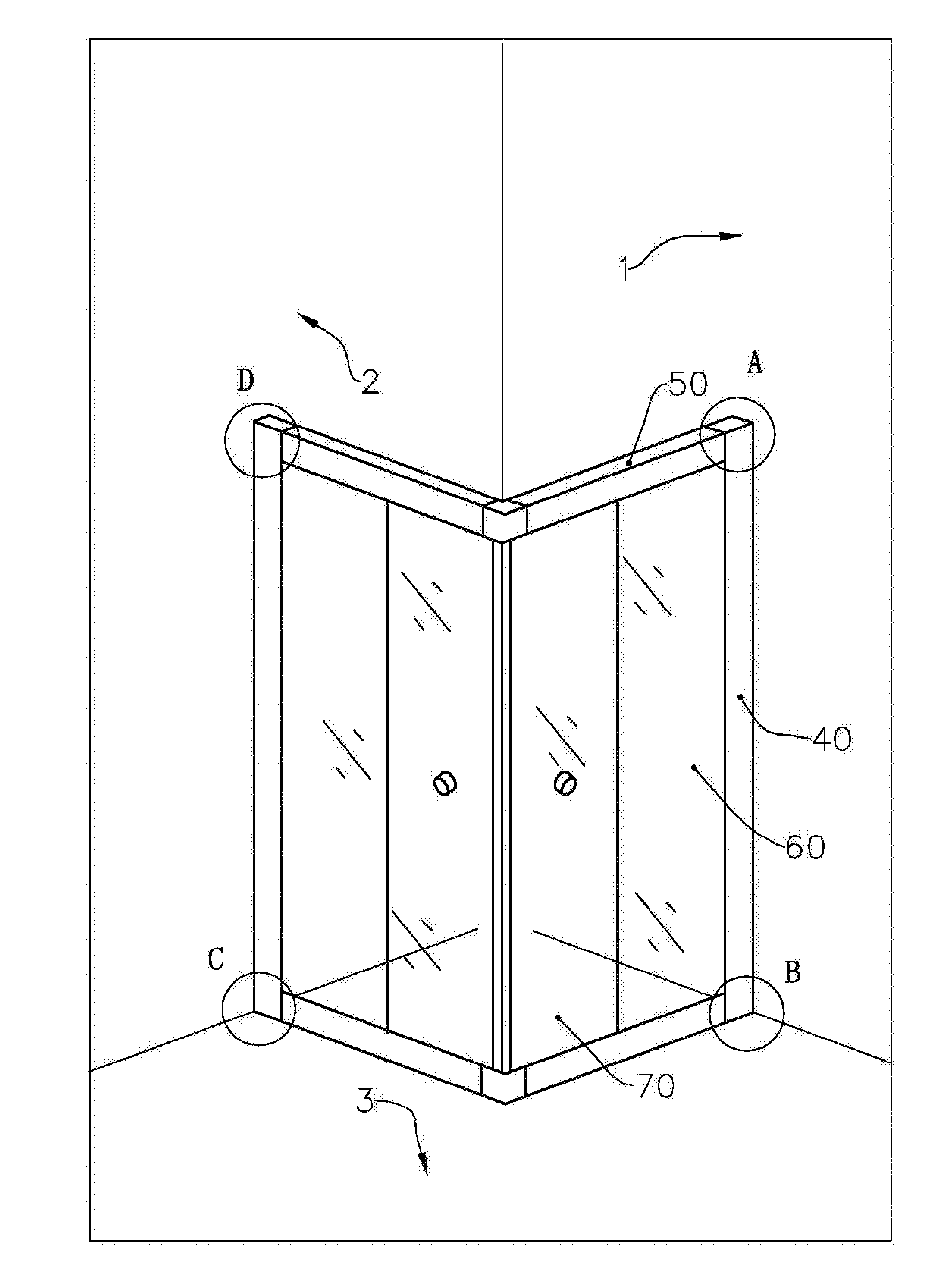 Connecting device and shower door assembly including the connecting device