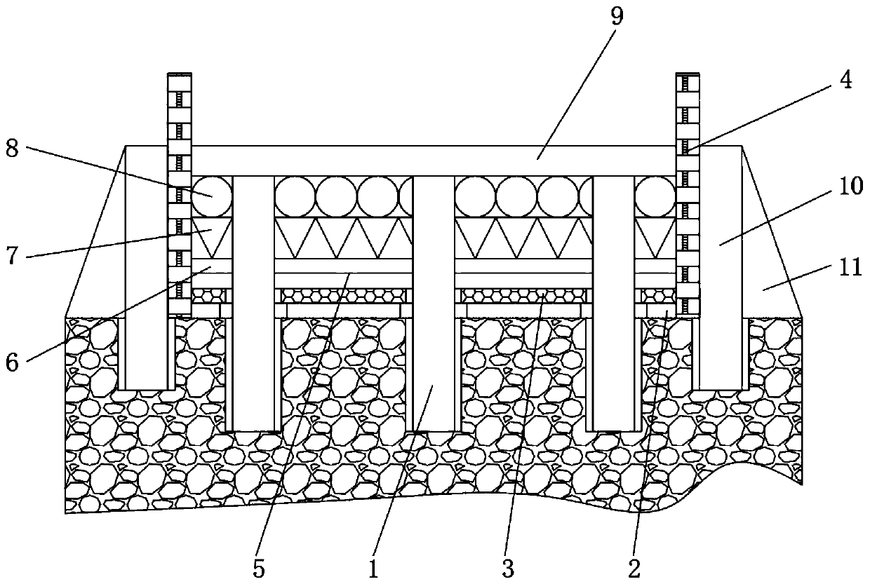 Underground engineering foundation slab structure and construction method thereof