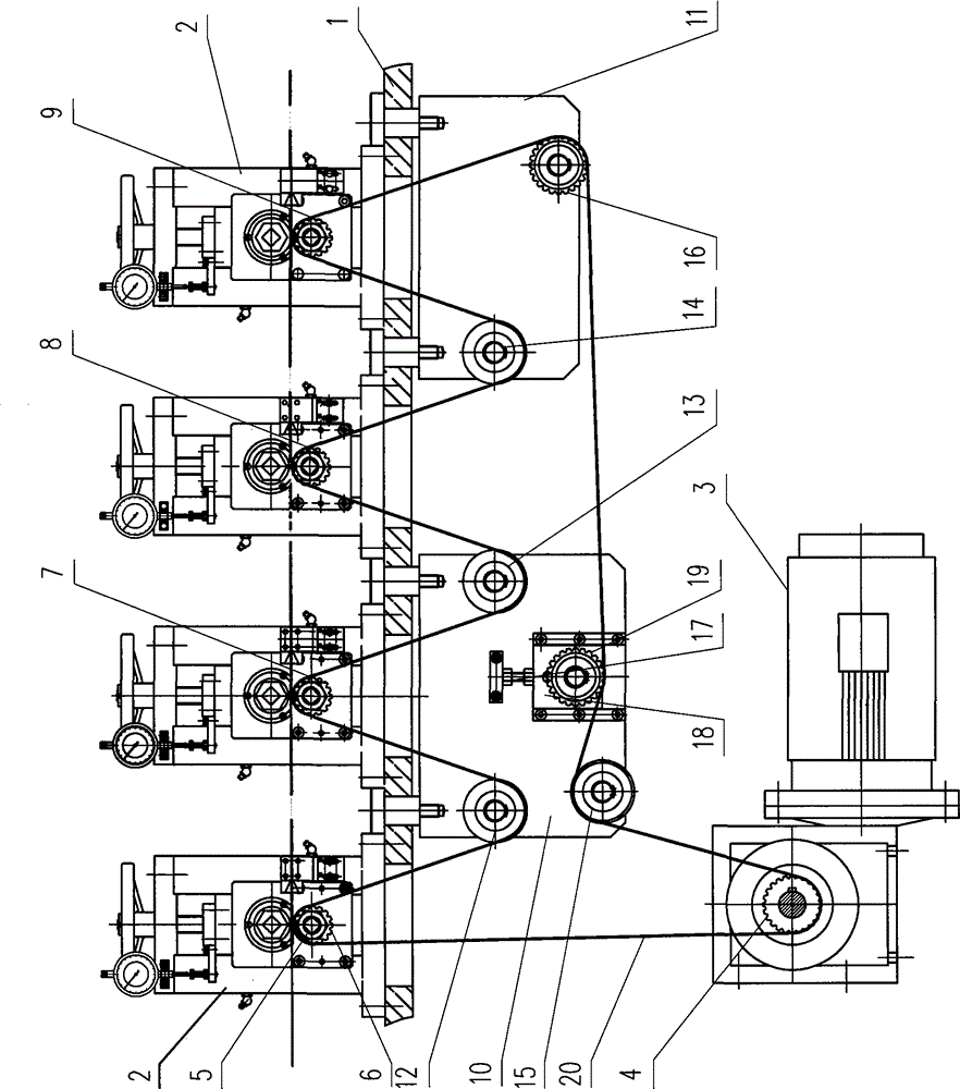 Transmission device of full-automatic piston ring molding machine