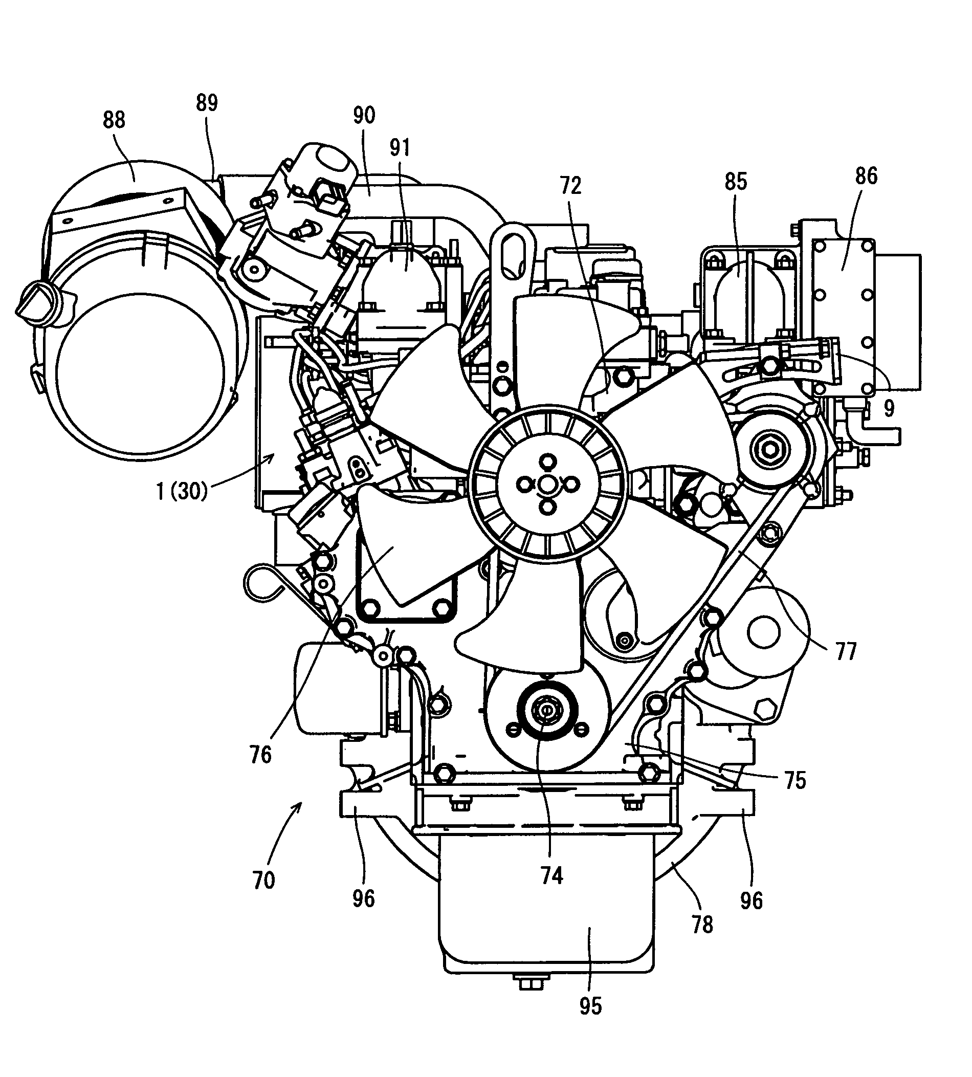 Work vehicle-mounted engine device