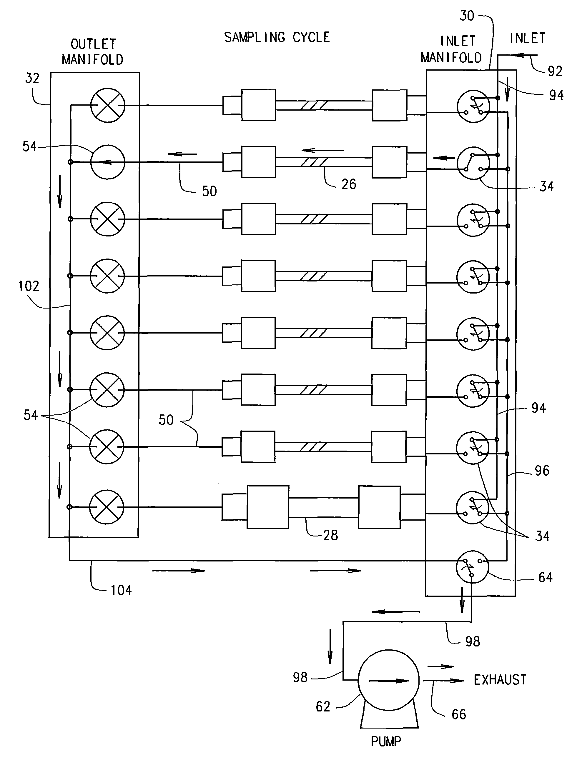 Portable multi-tube air sampler unit