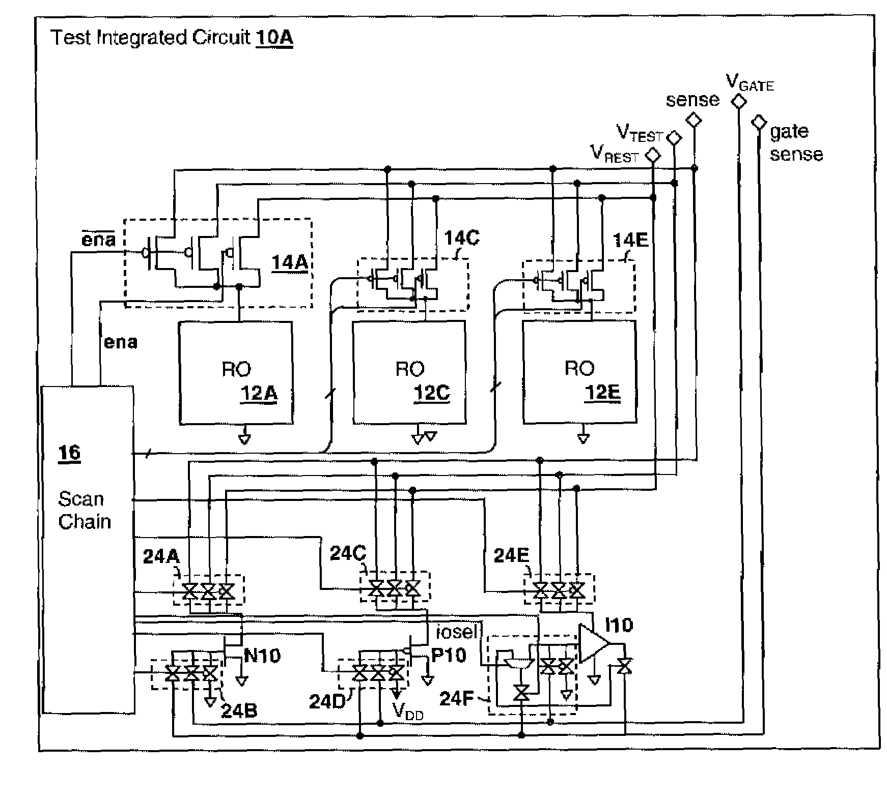 Method and Circuit for Measuring Operating and Leakage Current of Individual Blocks Within an Array of Test Circuit Blocks