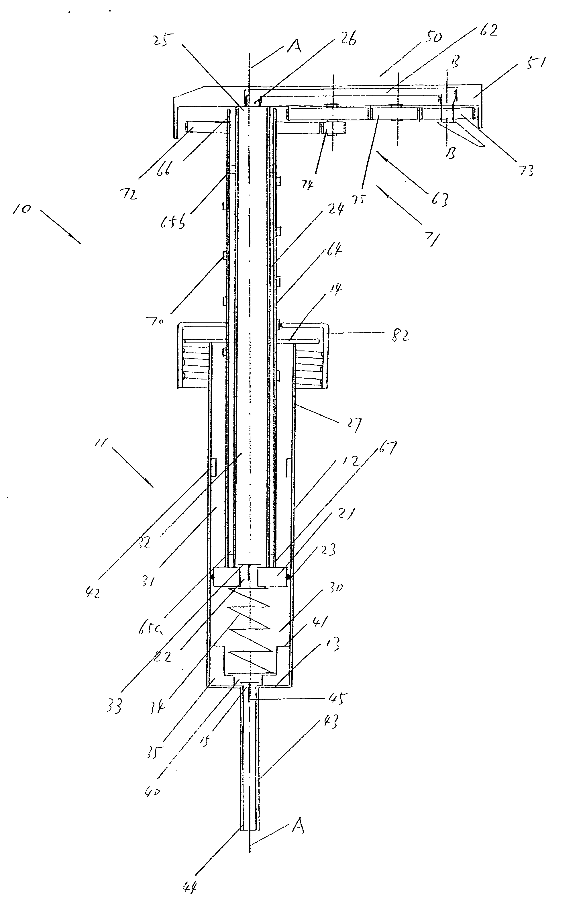 Device for dispensing a viscous fluid product in a pattern