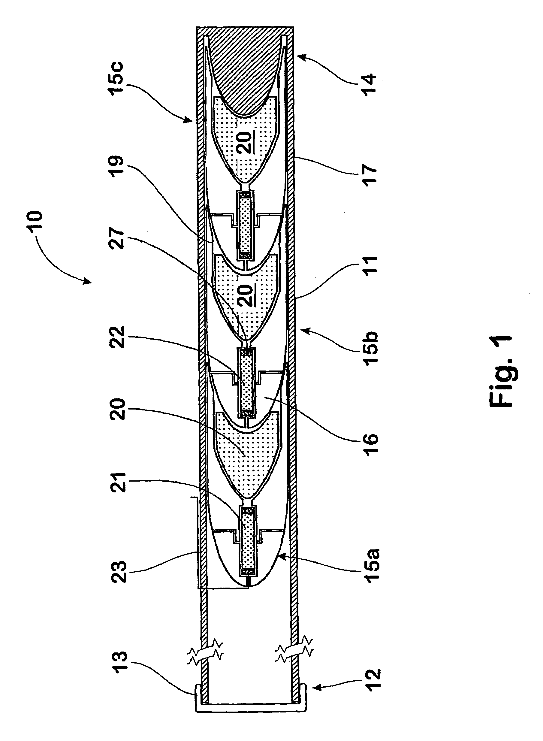 Ignition arrangement for stacked projectiles