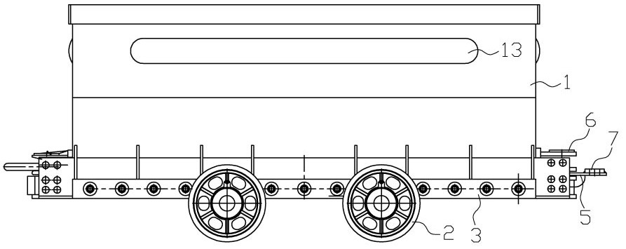 Drawing type bottom dump car