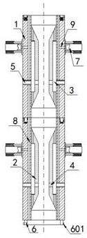 Water injection well integrated throwing-fishing-free working barrel convenient for rapid butt joint