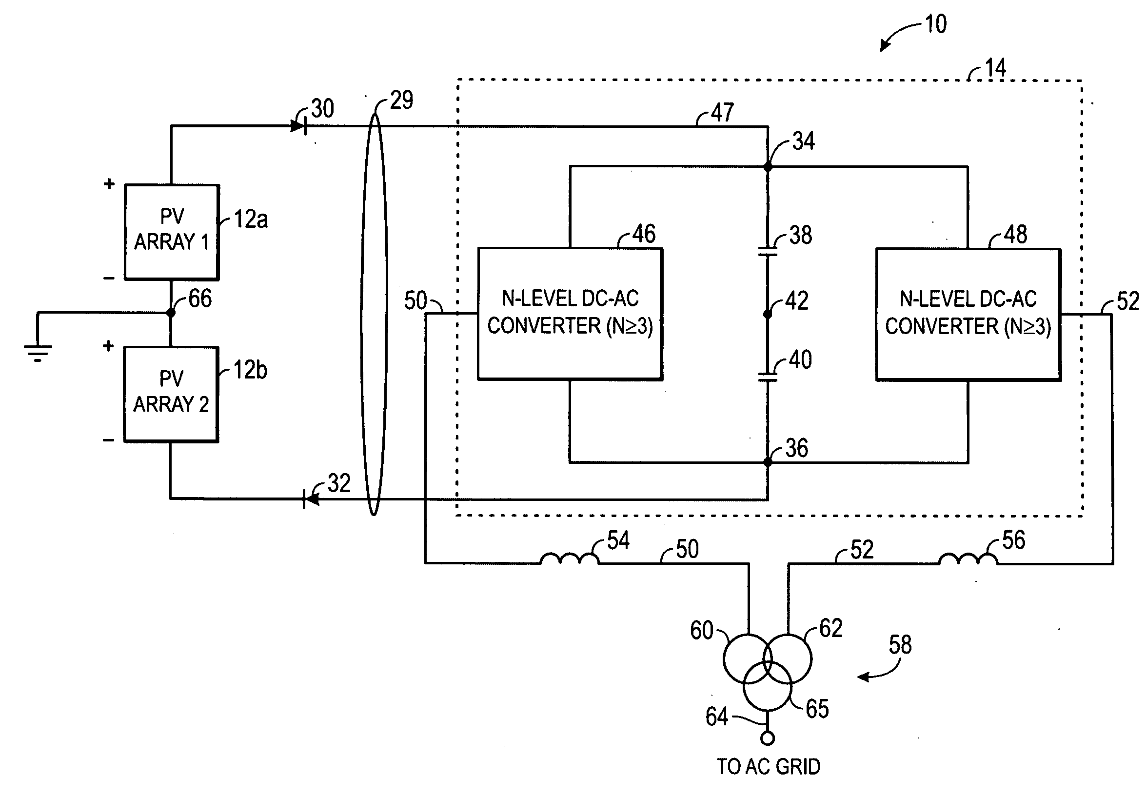 Dc-to-ac power conversion system and method