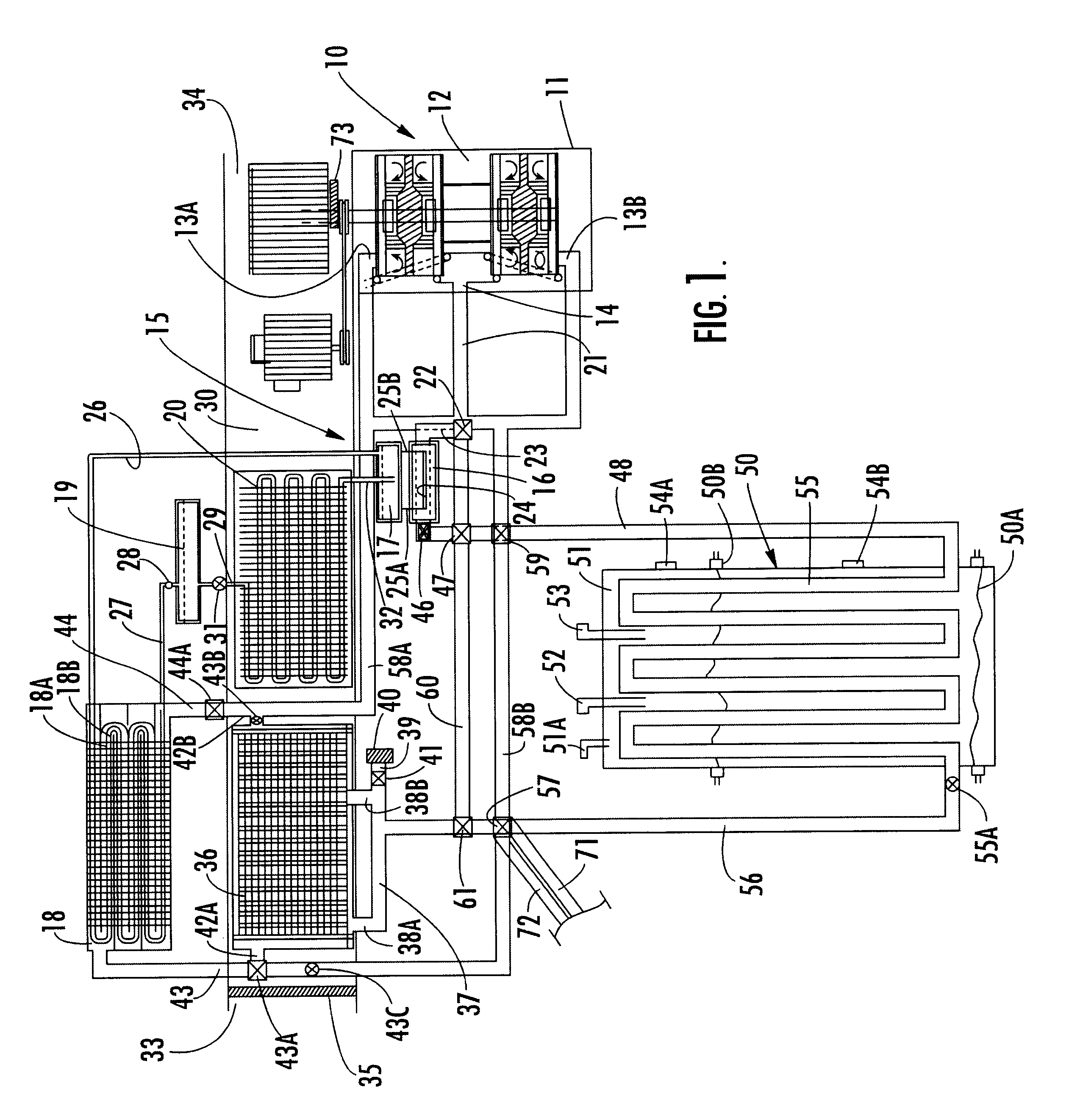 Heating and cooling system using frictional air heating