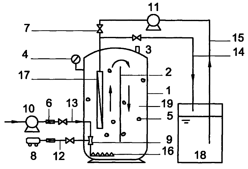 Pressure type membrane bioreactor technique of suspension bed and device