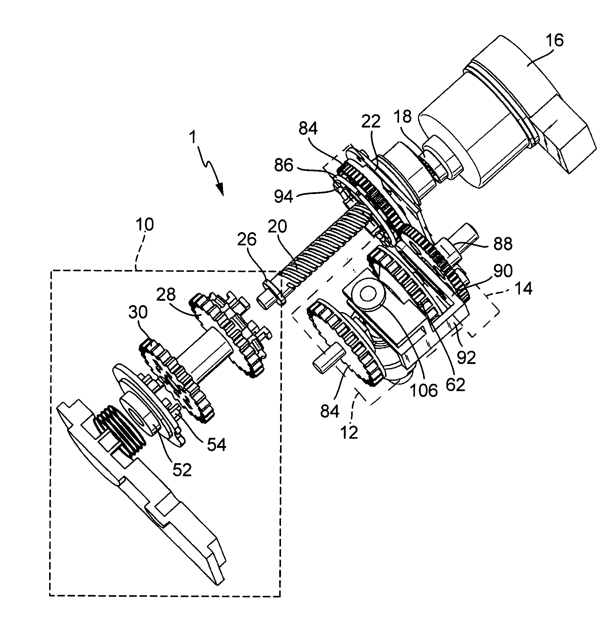 Single motor transmission shifting mechanism for a motor vehicle transmission
