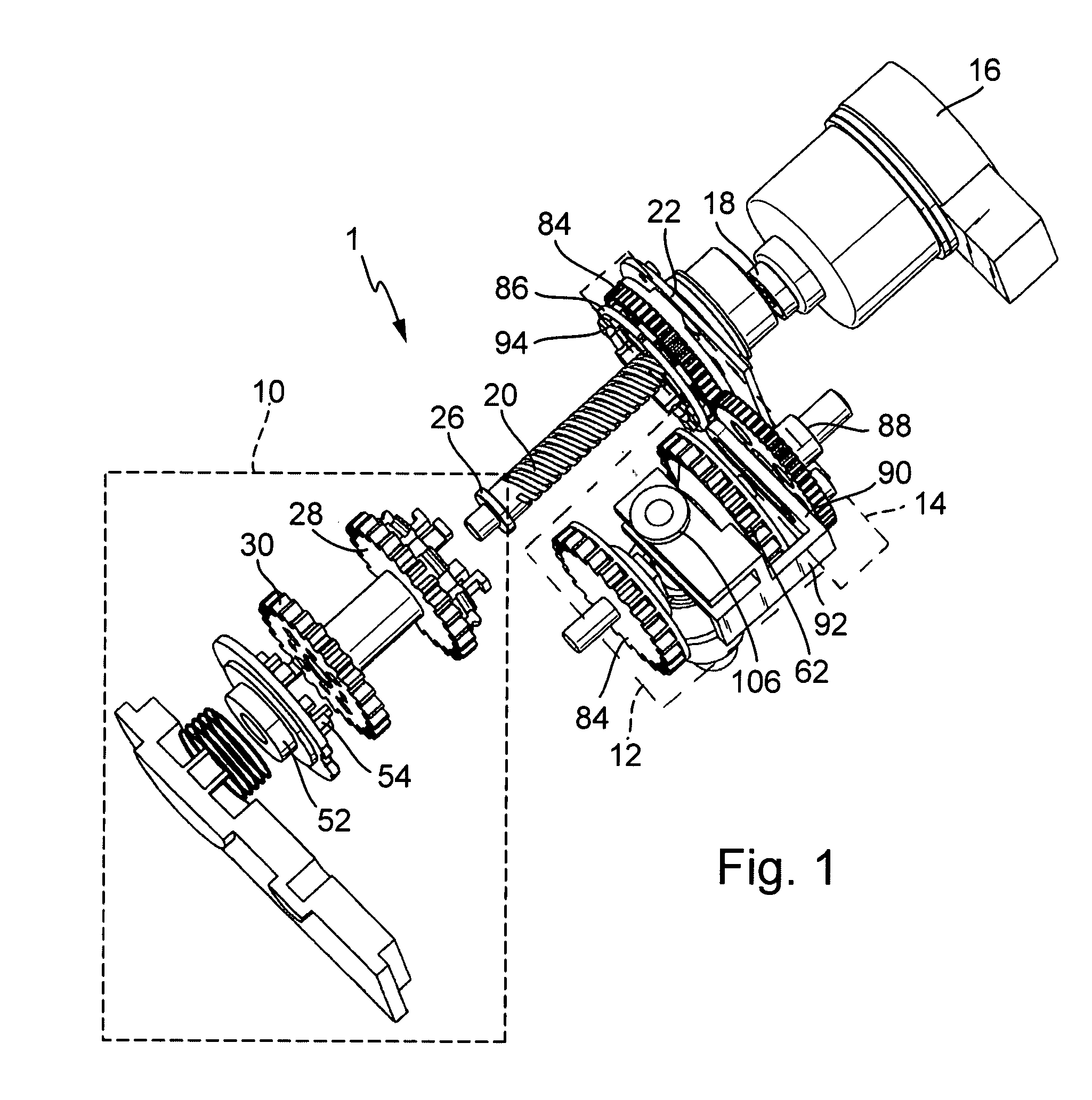 Single motor transmission shifting mechanism for a motor vehicle transmission