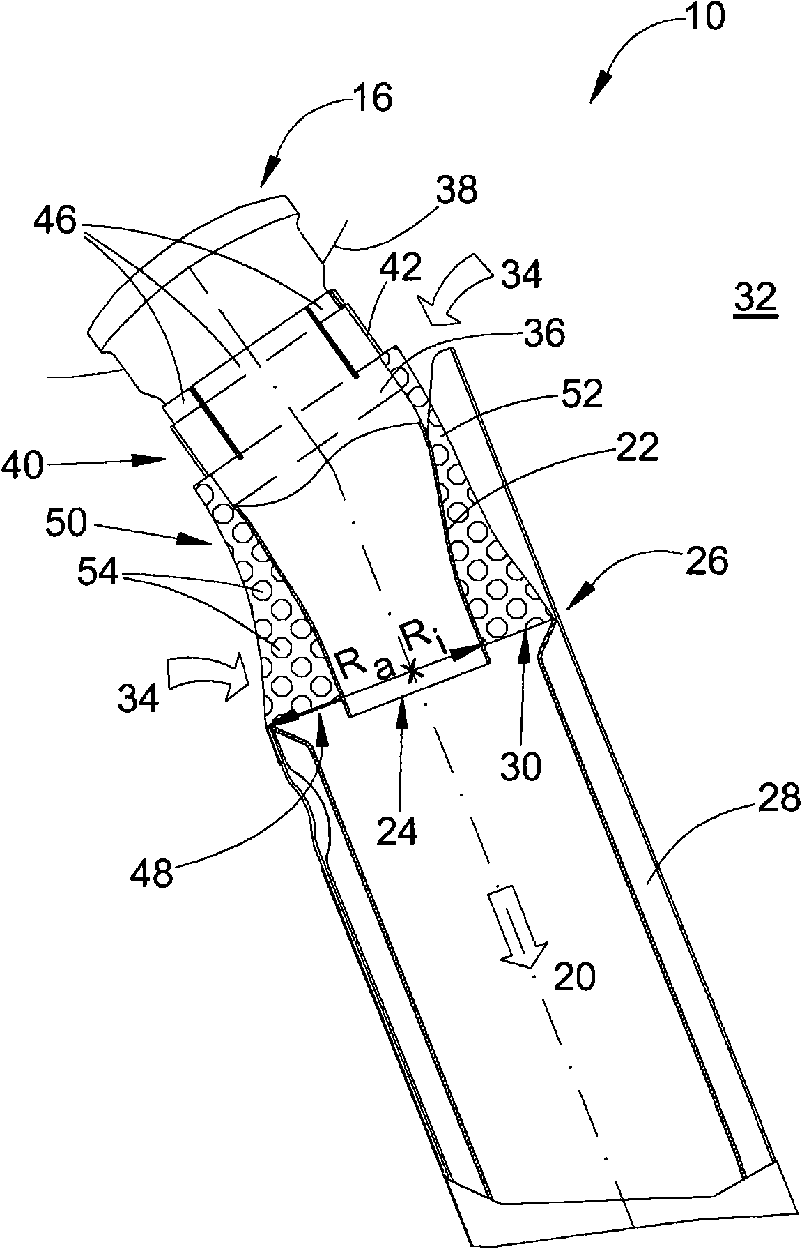 Device for cooling an exhaust gas flow emitting from a particulate filter