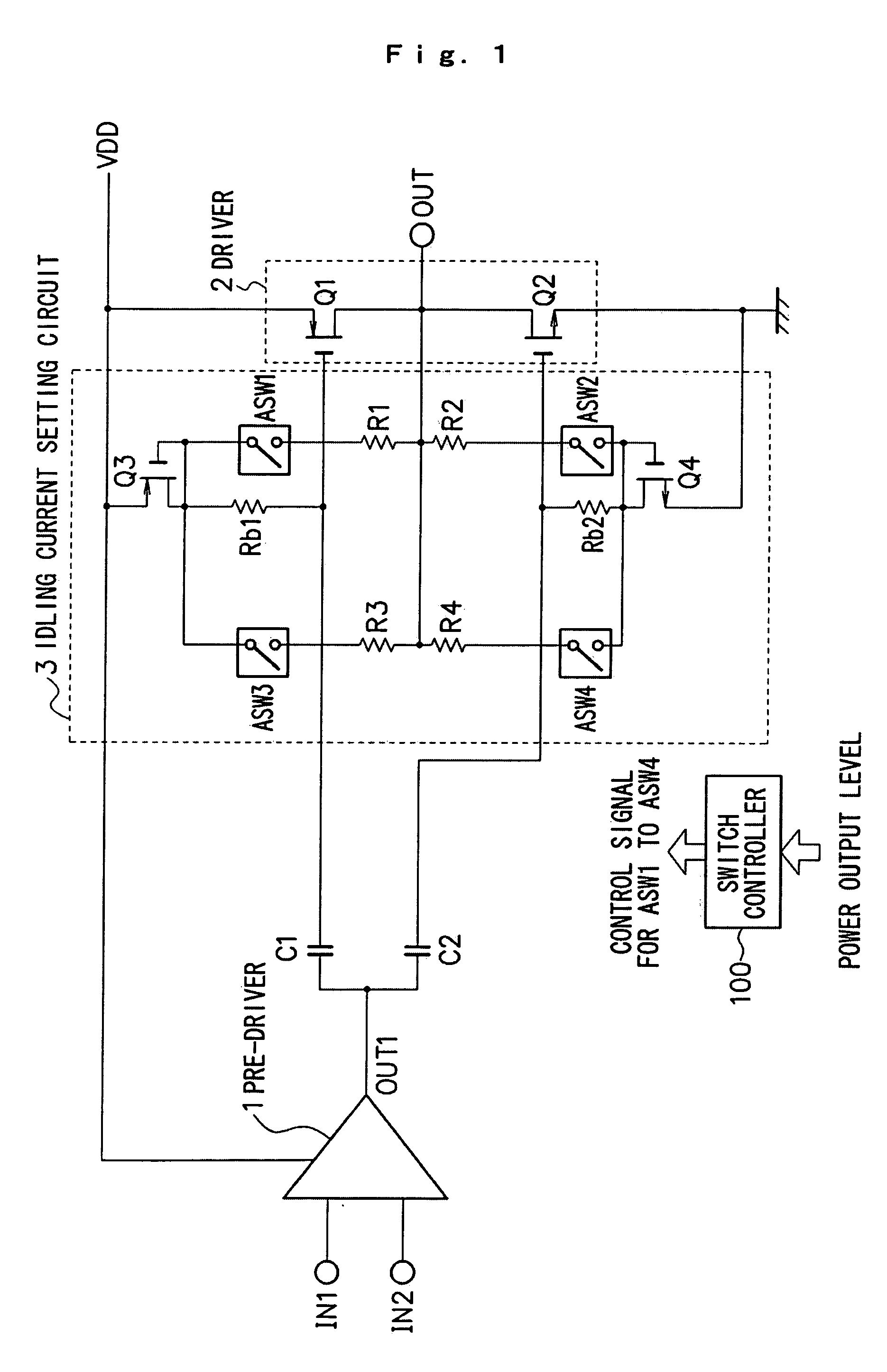 Power amplifier and its idling current setting circuit