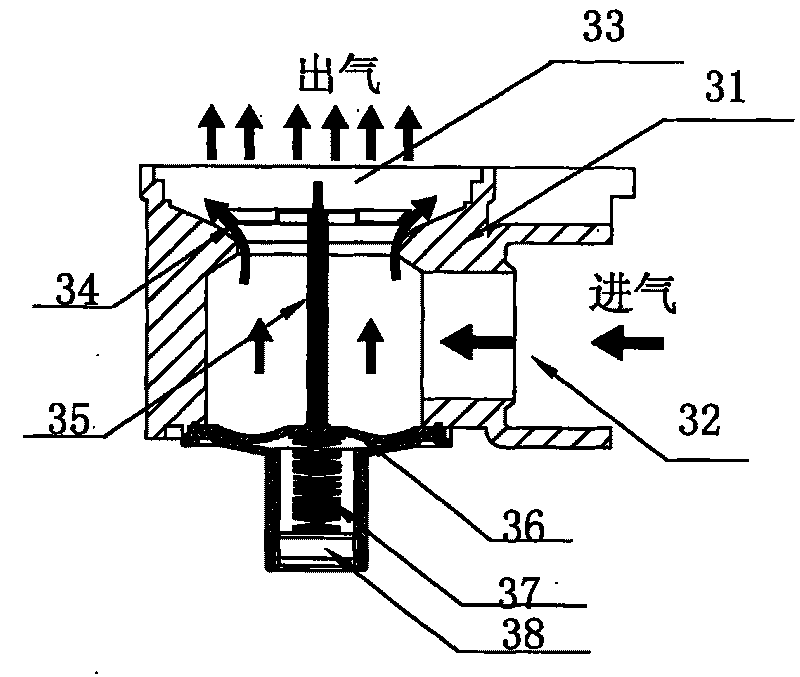 Blue flare subsection air feed gas water heater