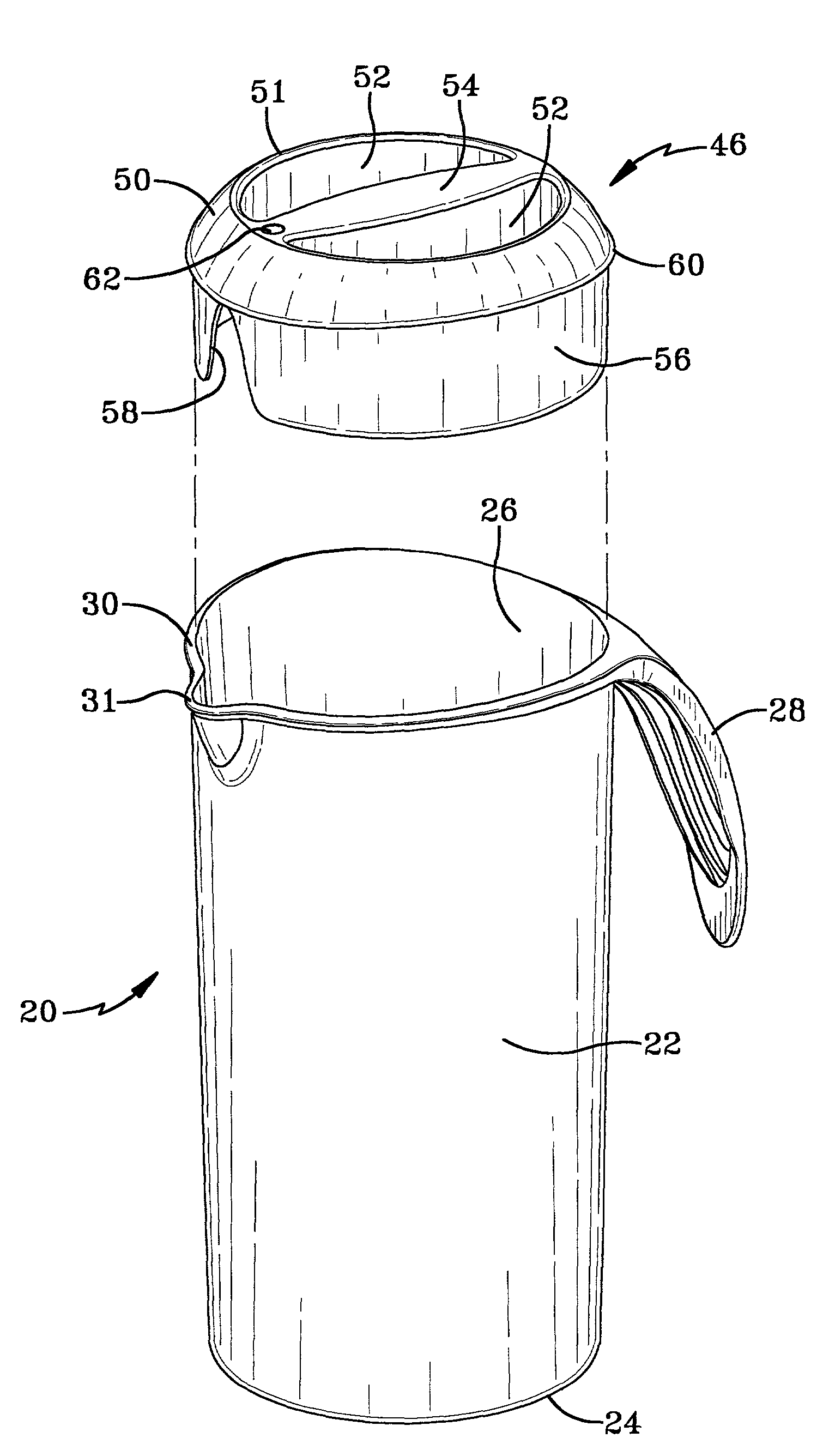 Combination bottle holder and pitcher type container