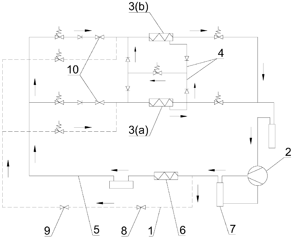 Defrosting method and device for direct liquid spray evaporation of defrosted refrigerant