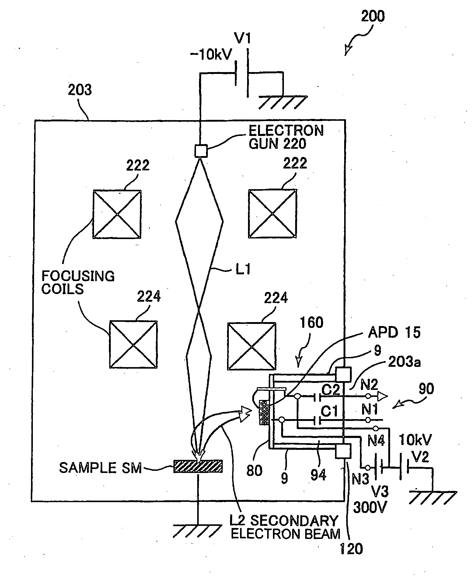 Electron beam detection device and electron tube