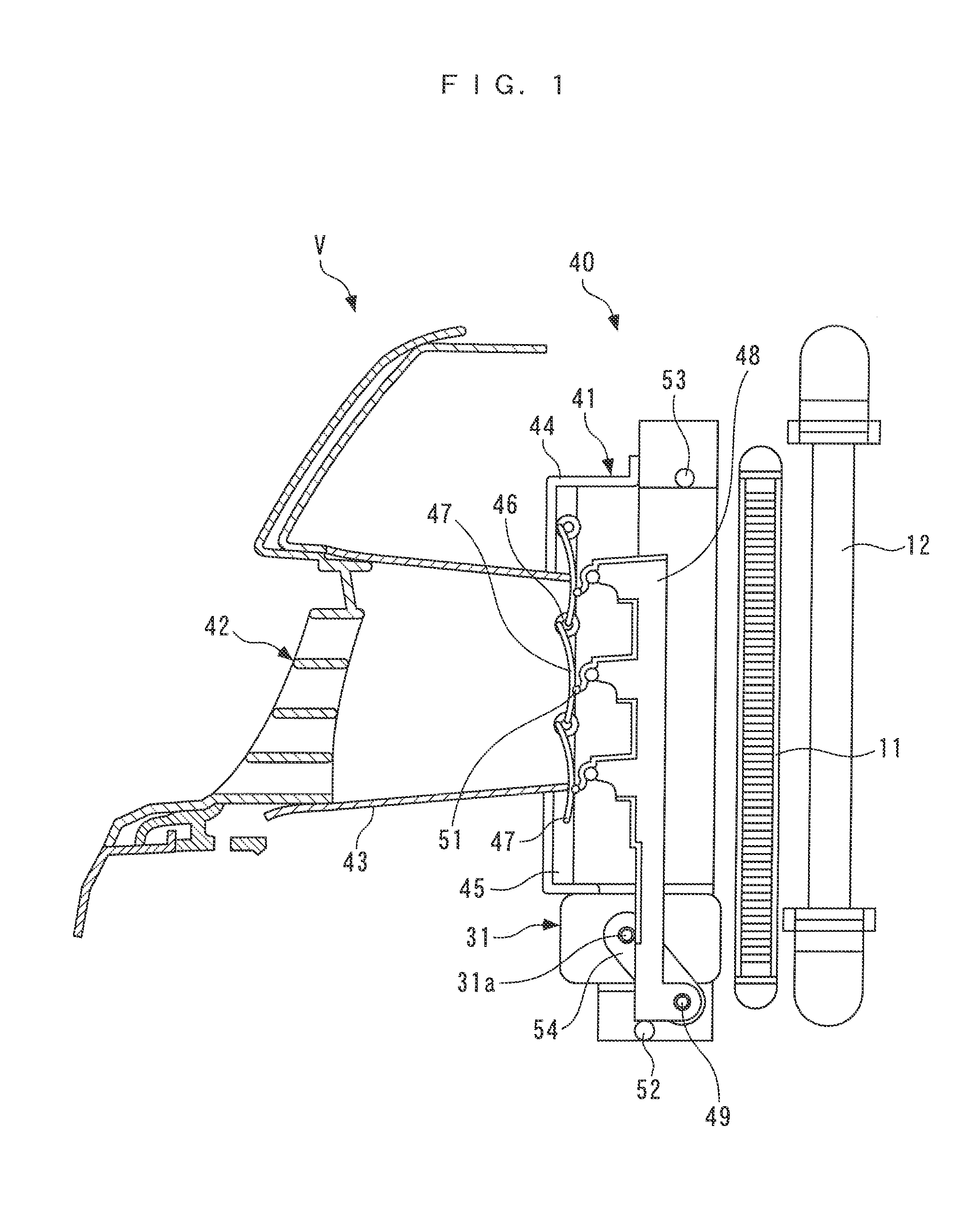 Failure determination device for shutter device of vehicle