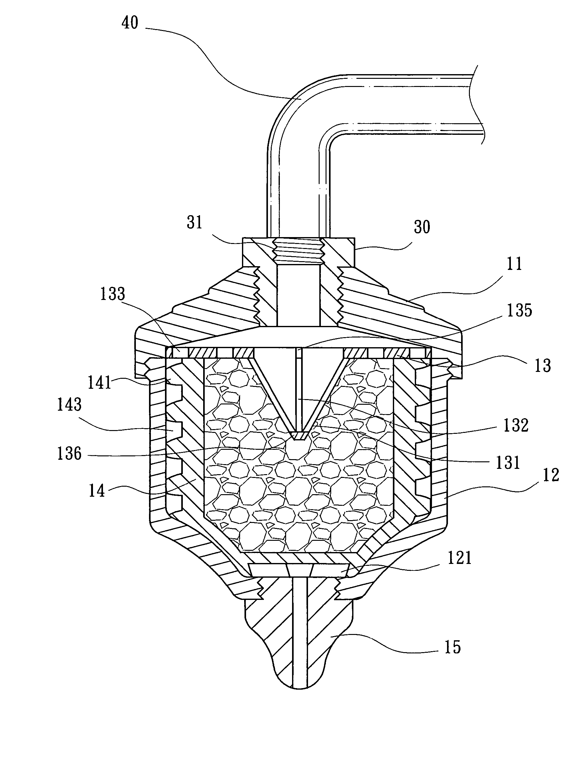 Simple faucet water-filtering device