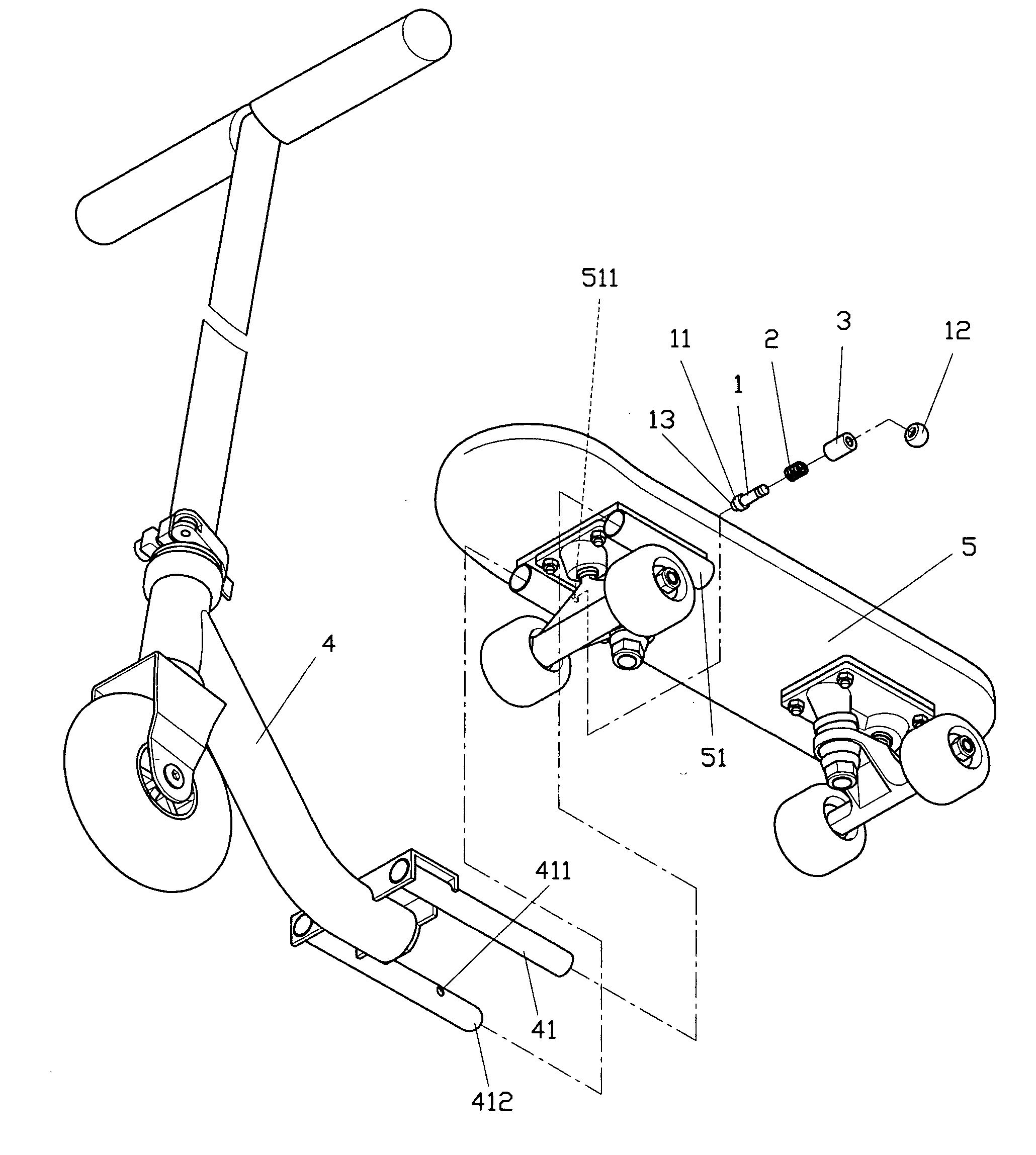 Fastening structure for a scooter