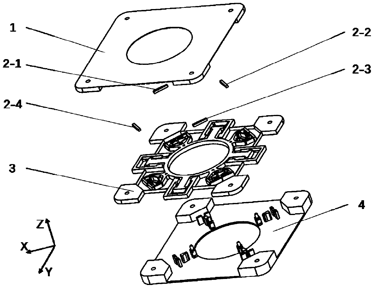 Two-axis translational self-sensing super-resolution imaging platform and method