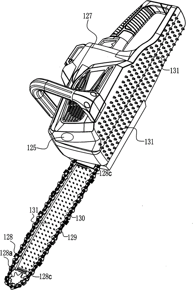 Lithium electric chain saw provided with logarithmic spiral for steady regulation