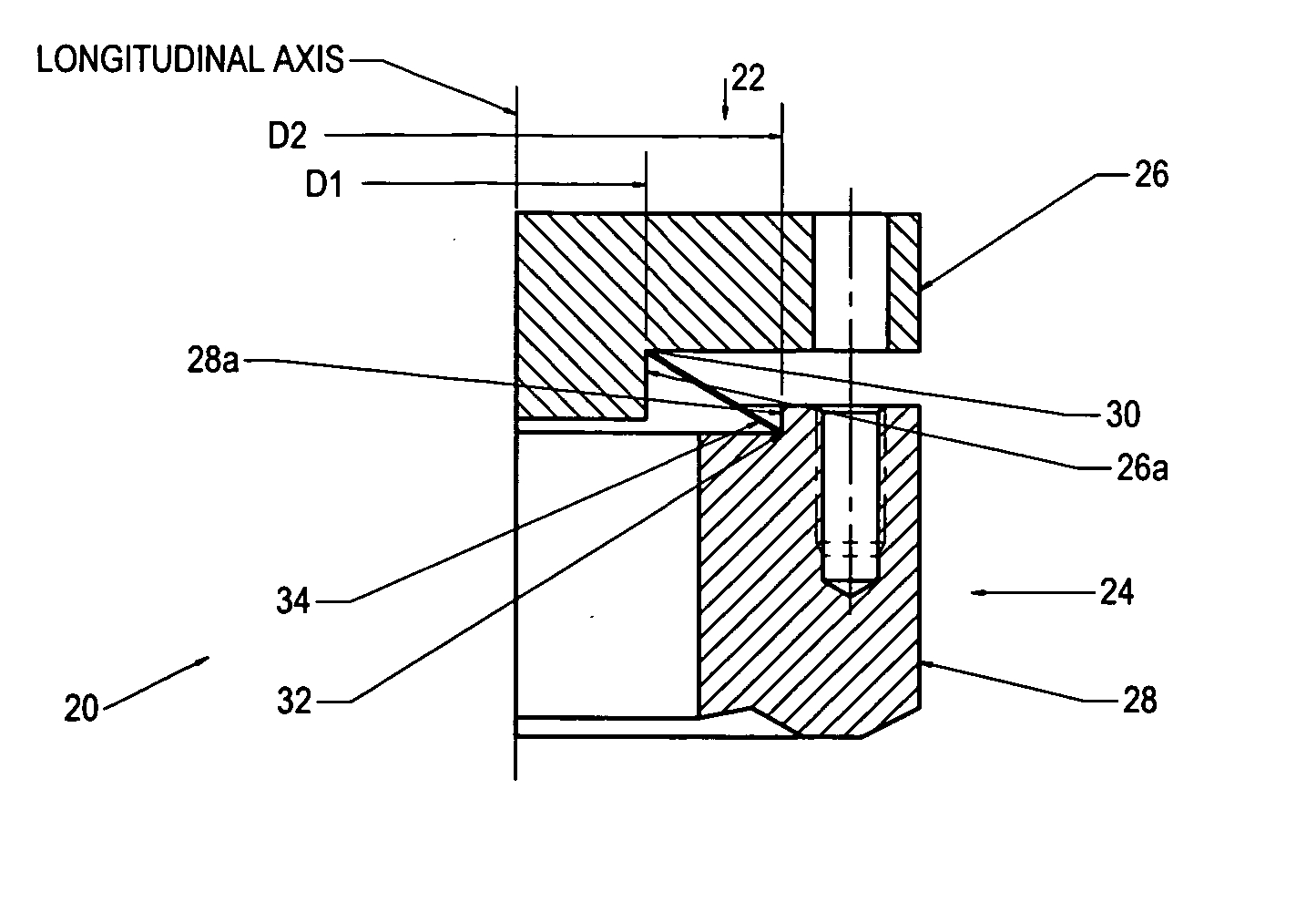 Sealing assembly with a diagonal seal