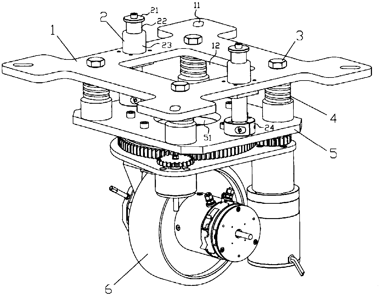Steering wheel connecting device for AGV (automatic guided vehicle)