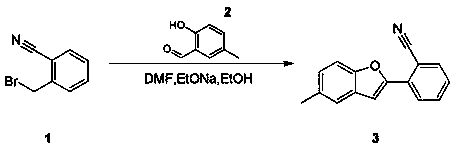 Synthesis method of 2-(5-methylbenzofuran-2-yl)benzonitrile